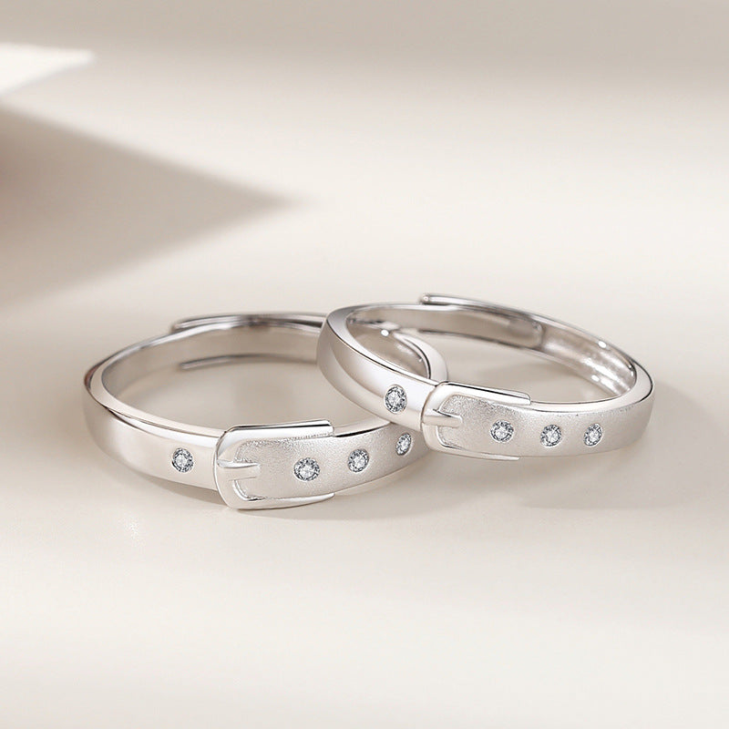 Belt Style Couple Promise Rings