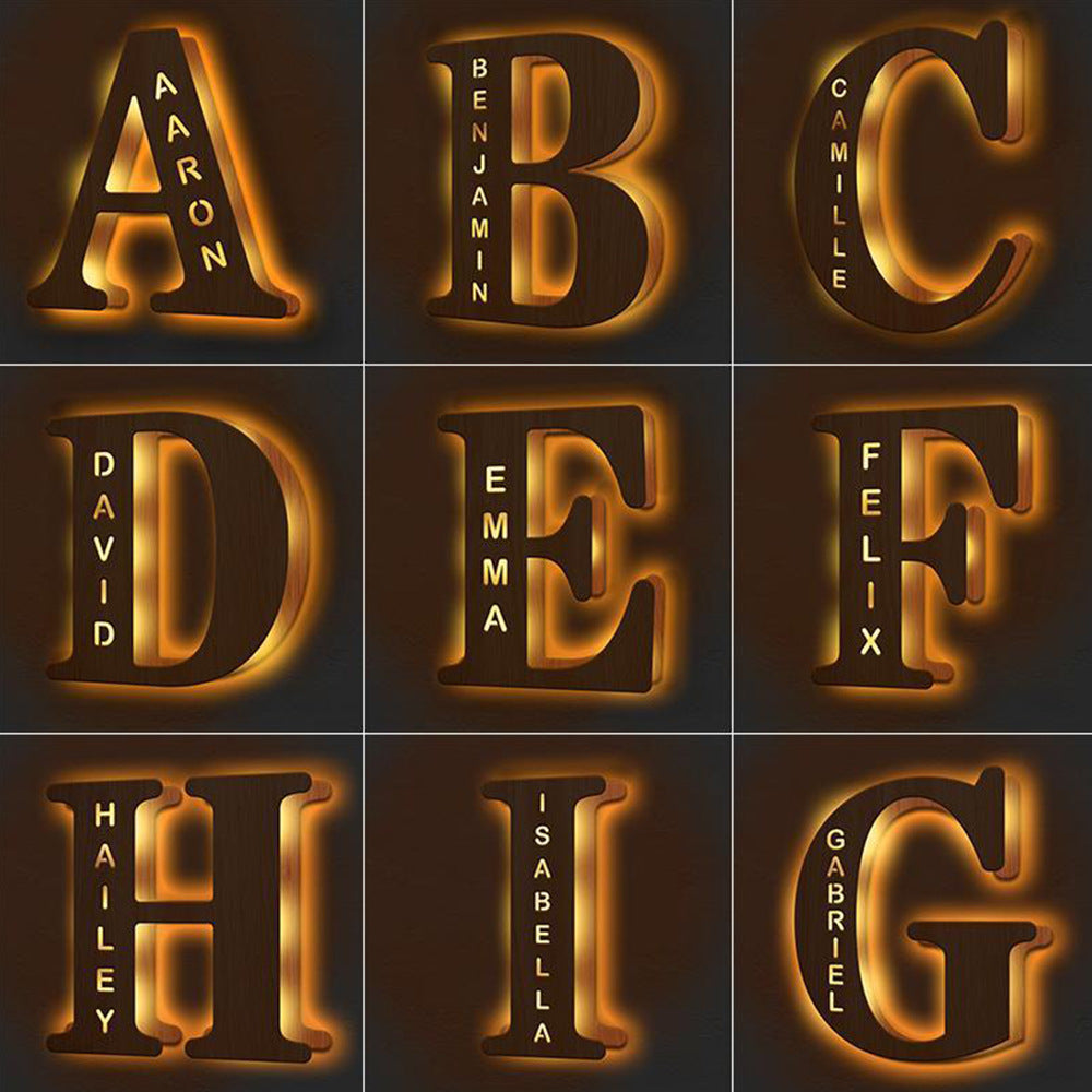 Personalized Name Wooden Lamp Gift