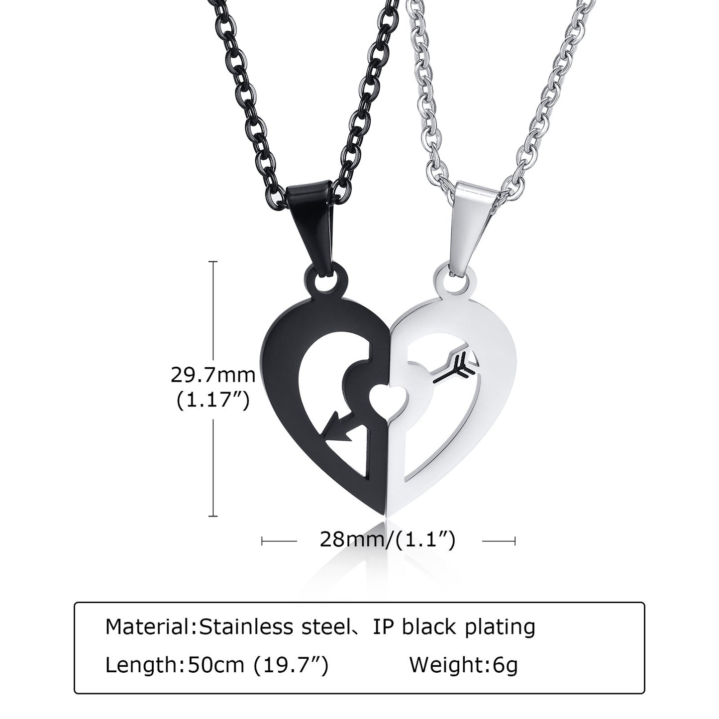 Engravable Half Heart Necklaces Set for Couples