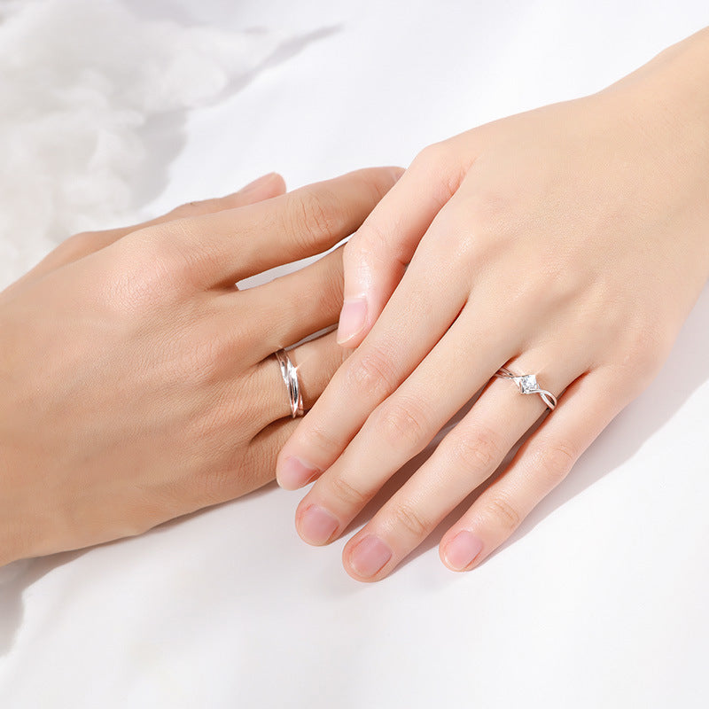 Custom Engraved Moissanite Rings Set for Couples