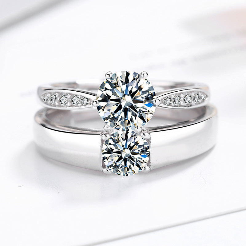 Personalized Pave Setting Zirconia Rings Set
