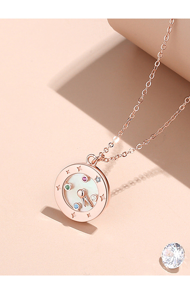 Engraved Matching Clock Pendant for Couples