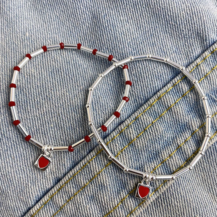 Matching Heart His Hers Bracelets Set