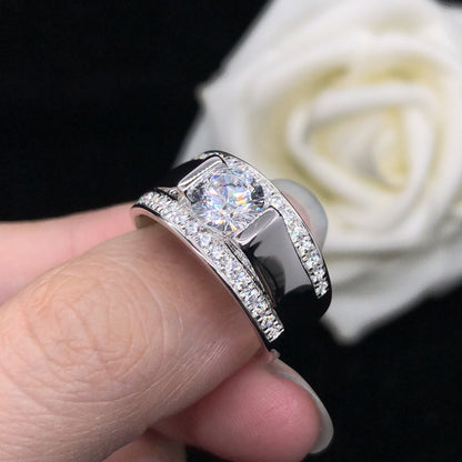 Custom 1 Carat Moissanite Diamond Ring for Men