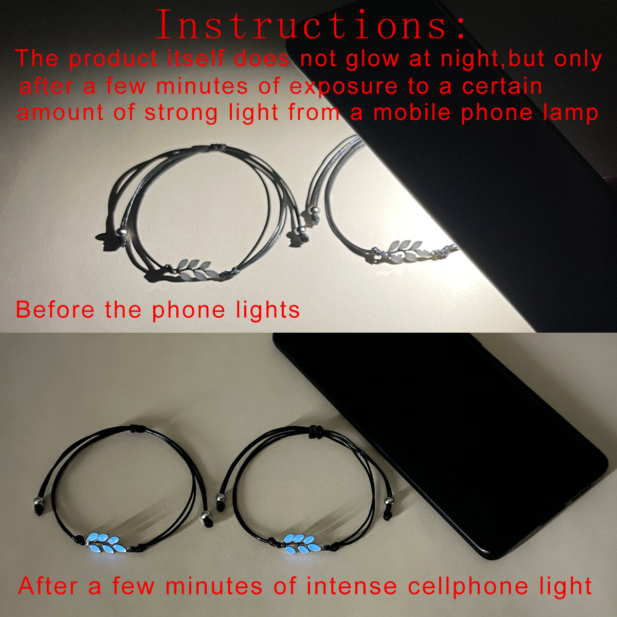 Night Glowing Friendship Bracelets Set for two