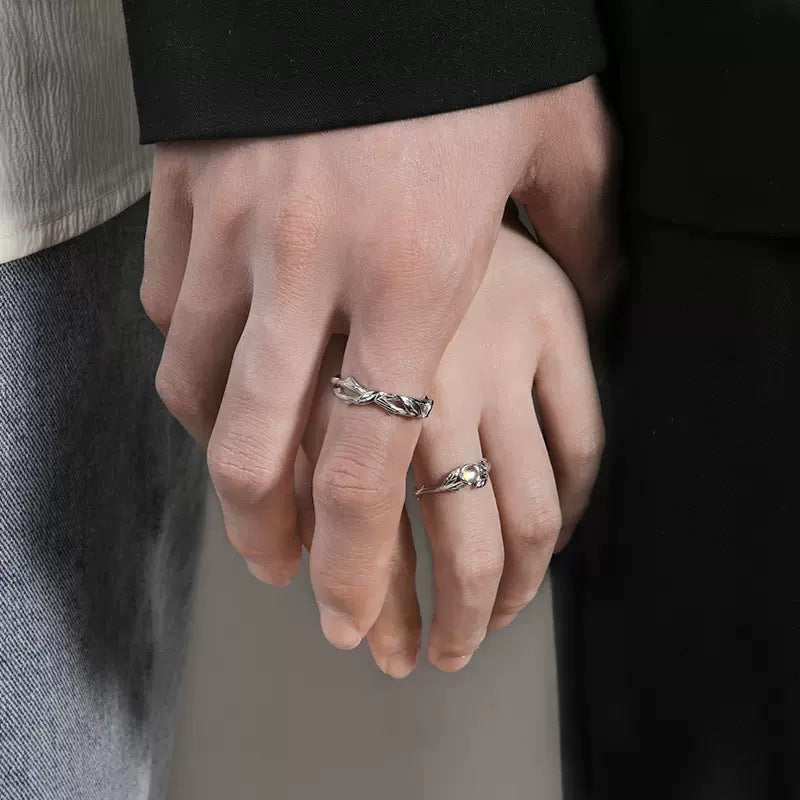 Matching Adjustable Size Romantic Rings for Couples