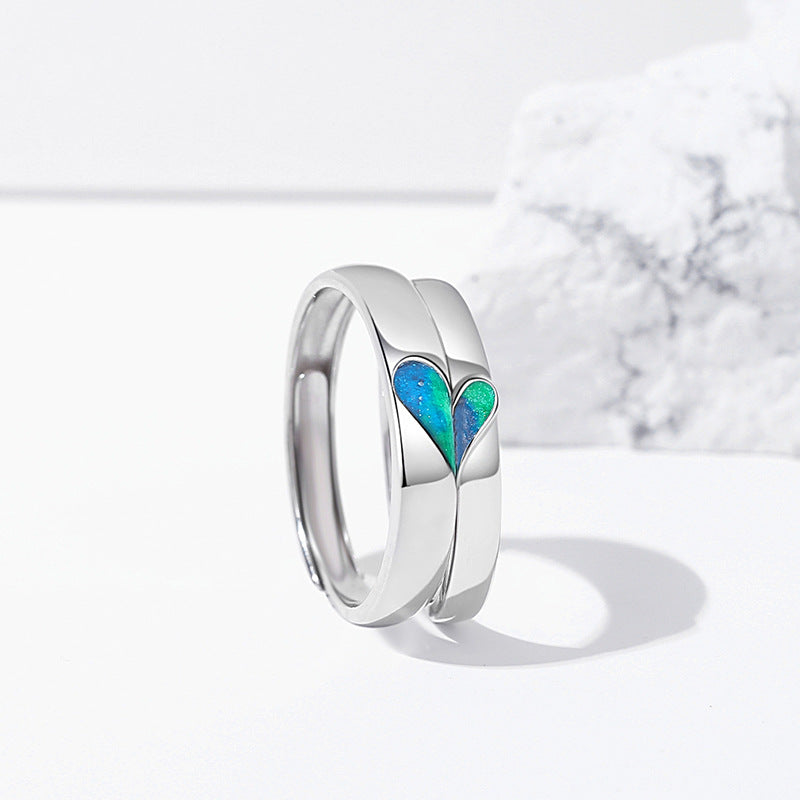Engravable Half Hearts Matching Rings for Couples