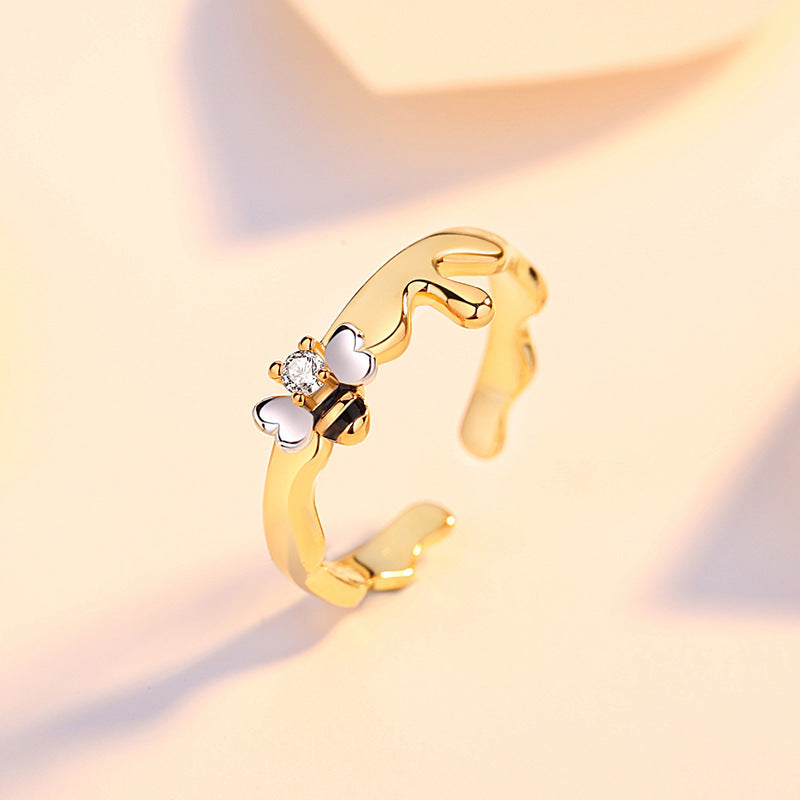 Cute Honey Bee Gf Bf Couple Rings Set