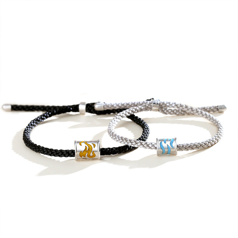 Matching Fire and Water Couple Bracelets Set