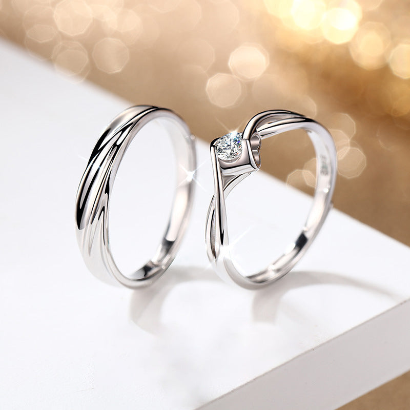 Custom Engraved Moissanite Rings Set for Couples