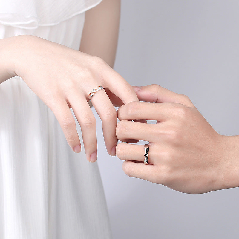 Personalized Angel Wings Couple Rings Set