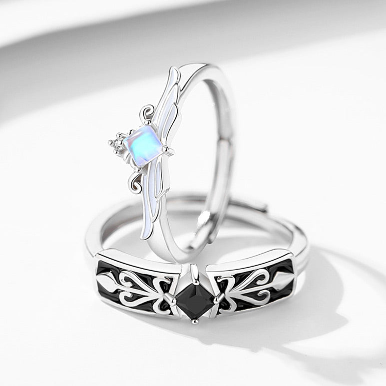 Custom Engraved Wings Wedding Bands for Couple