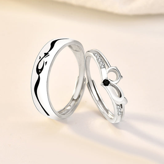 Two Tone Matching Adjustable Rings for Couples