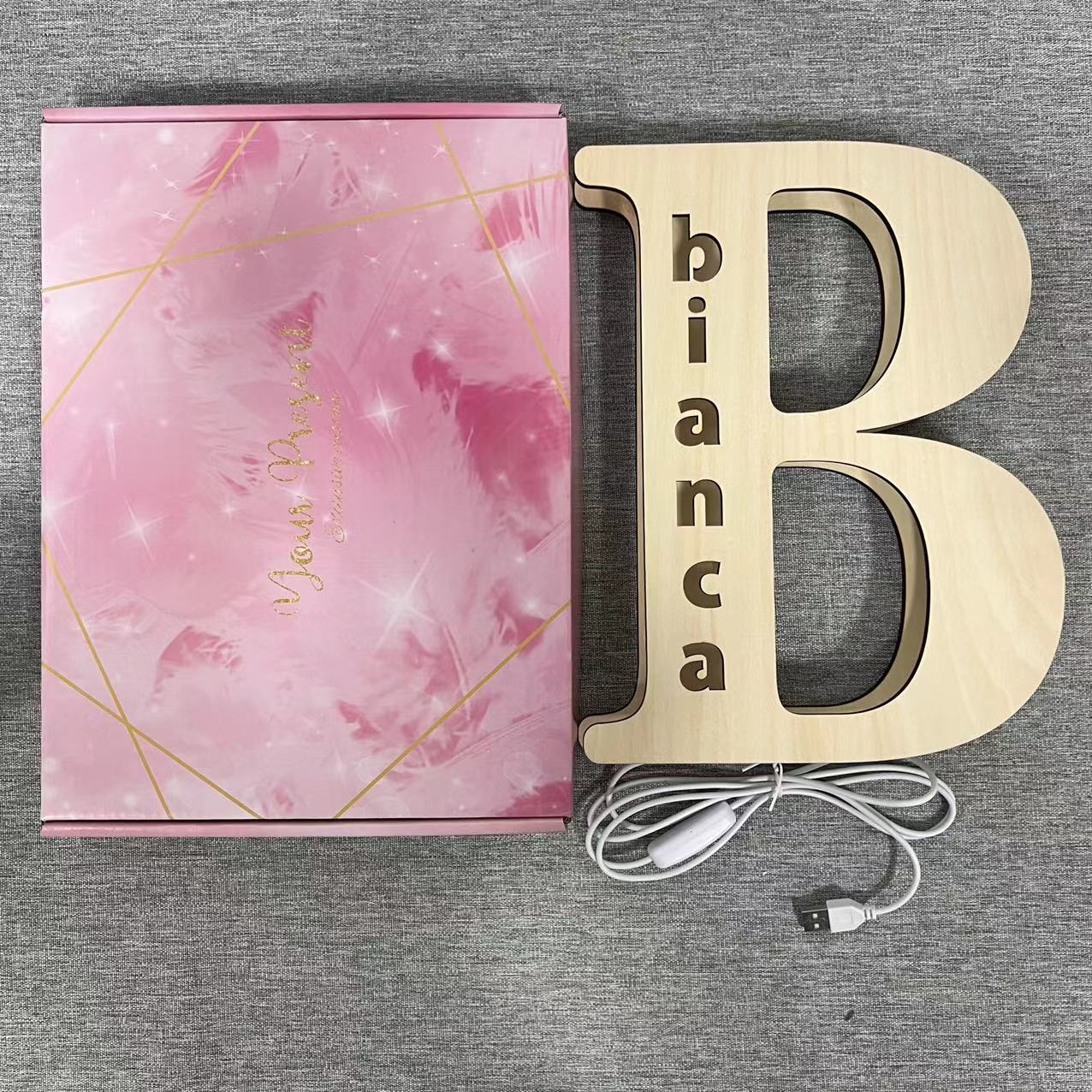 Personalized Name Wooden Lamp Gift