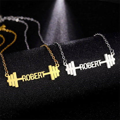 Custom Barbell Name Necklace