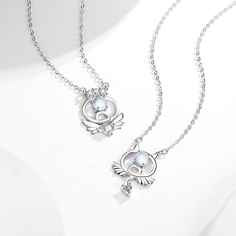 Angel and Demon Cute Couple Necklaces Set