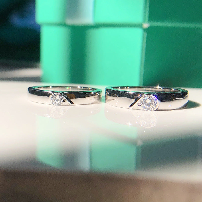 Lab Grown Diamonds Half Hearts Couple Rings Set