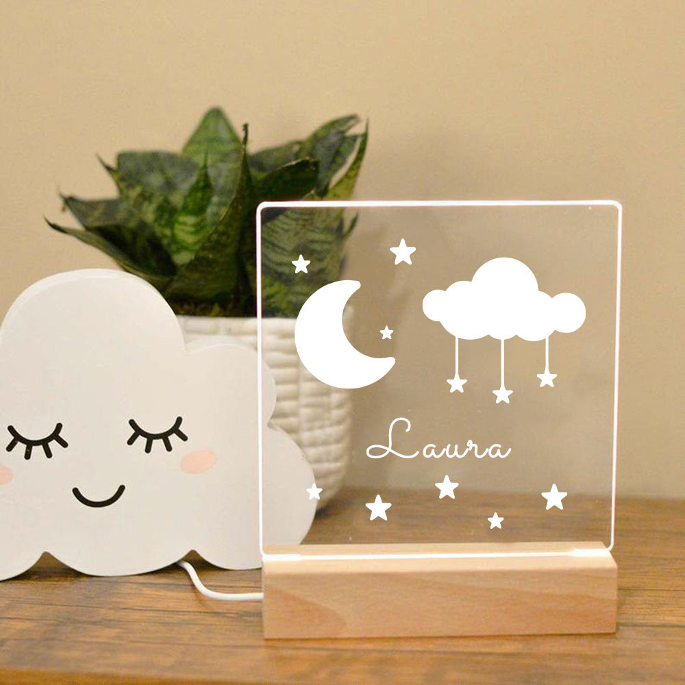 Custom Name Acrylic Wooden Lamp Gift