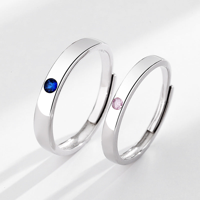 Engraved Minimalist Couple Promise Rings Set