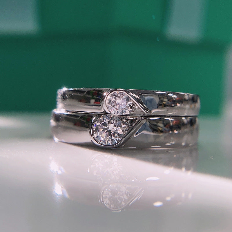 Lab Grown Diamonds Half Hearts Couple Rings Set