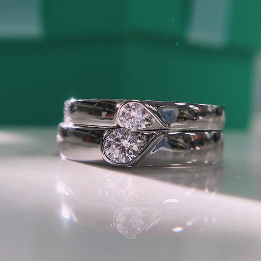 Lab Grown Diamonds Half Hearts Couple Rings Set