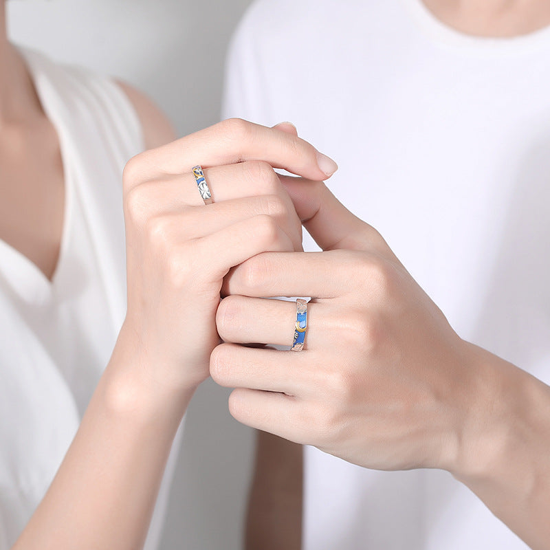 Engravable Matching Pair Twin Rings Set for Couples