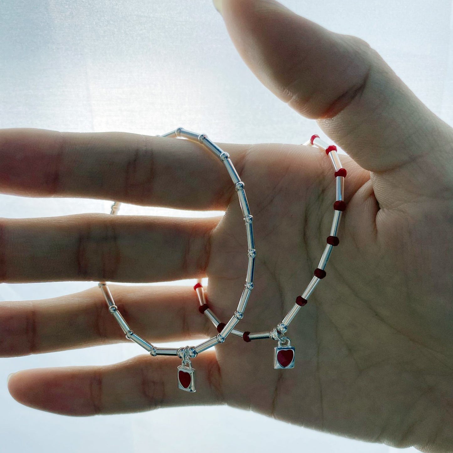 Matching Heart His Hers Bracelets Set