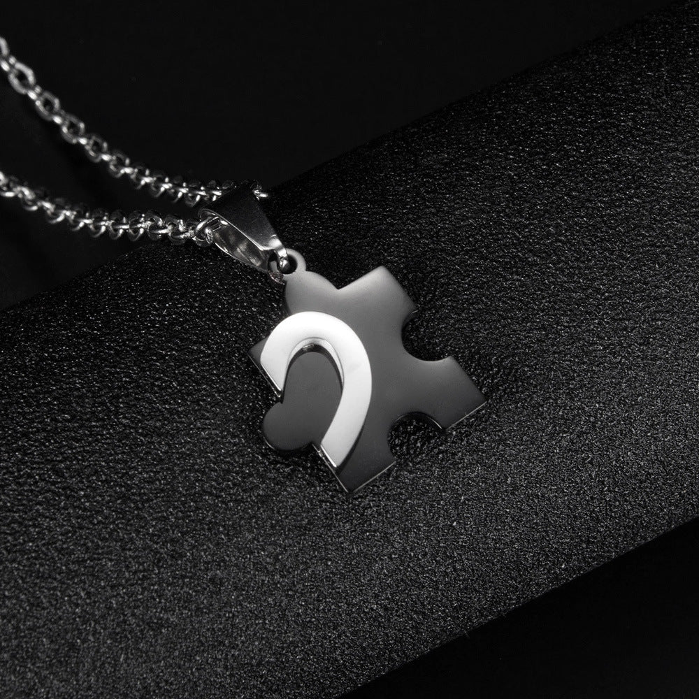 Engravable Half Hearts Puzzle Couple Necklaces Set