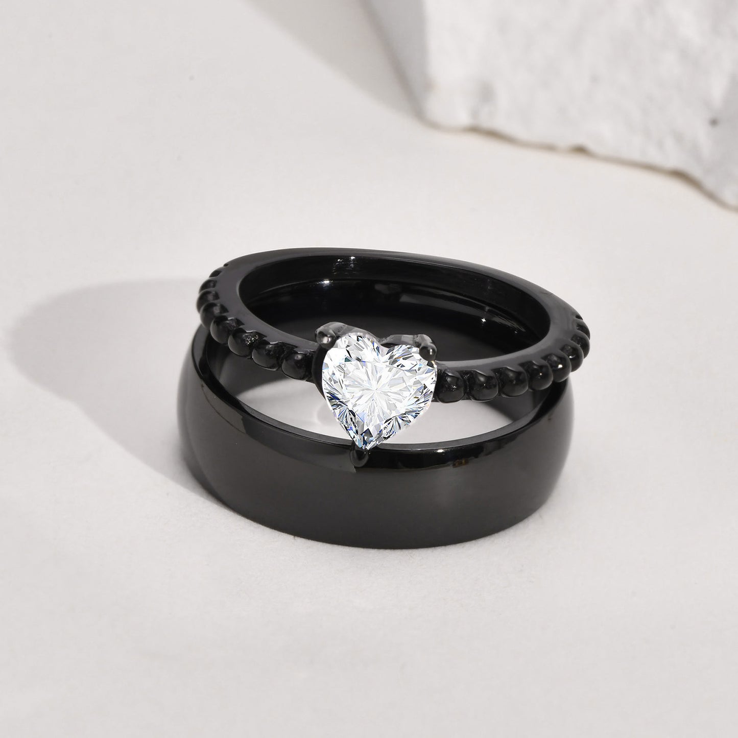 Engravable Black Titanium Wedding Bands for Couples