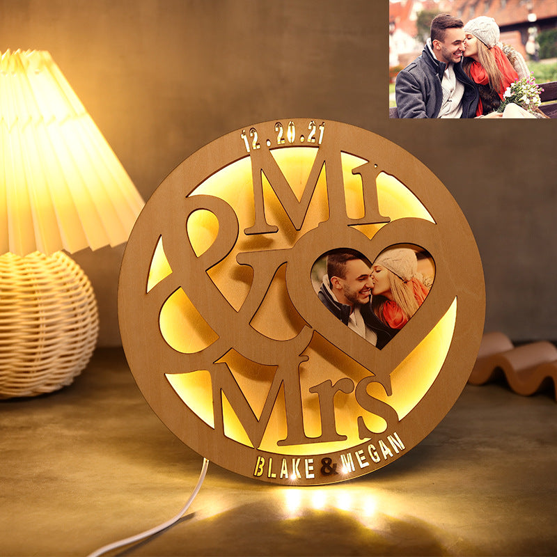 Custom Photo Name Lamp Gift for Couples