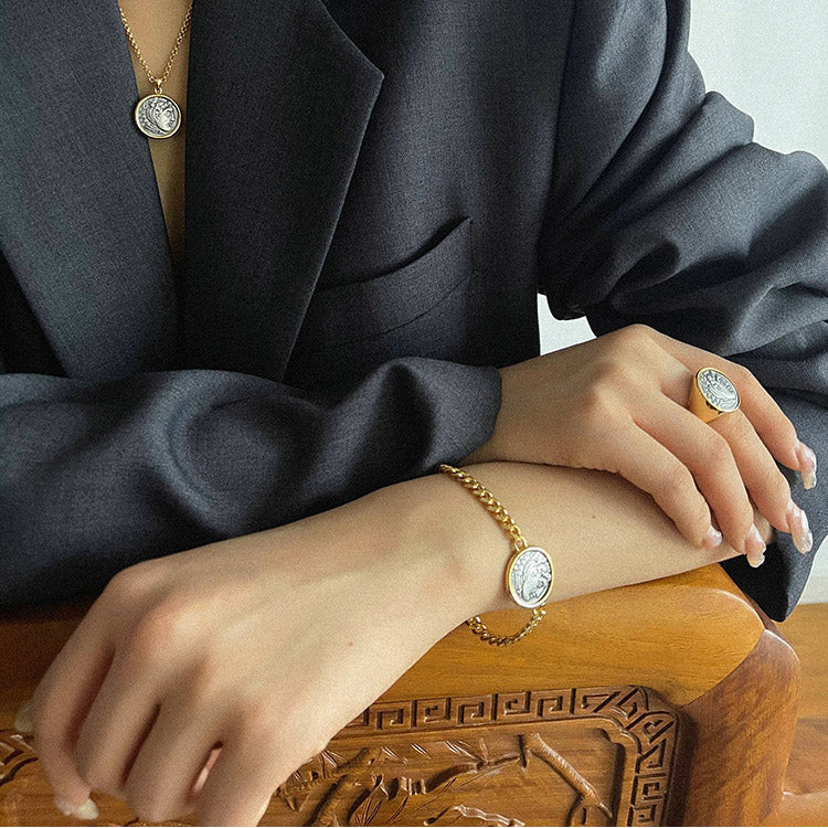 Coin Cuban Chain Bracelet