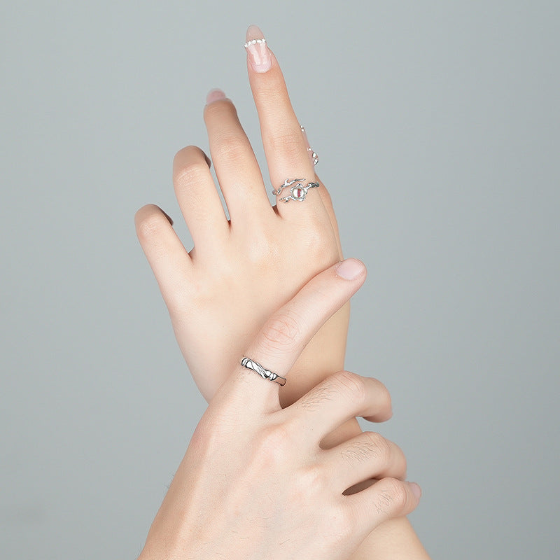 Moonstone Blossom Couple Wedding Bands