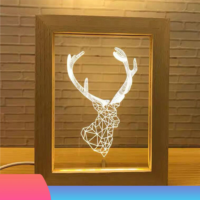 Personalized Photo Frame Wooden Lamp Gift