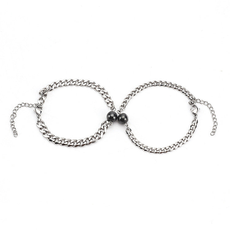 Name Initial Magnetic Connecting Bracelets for Couples