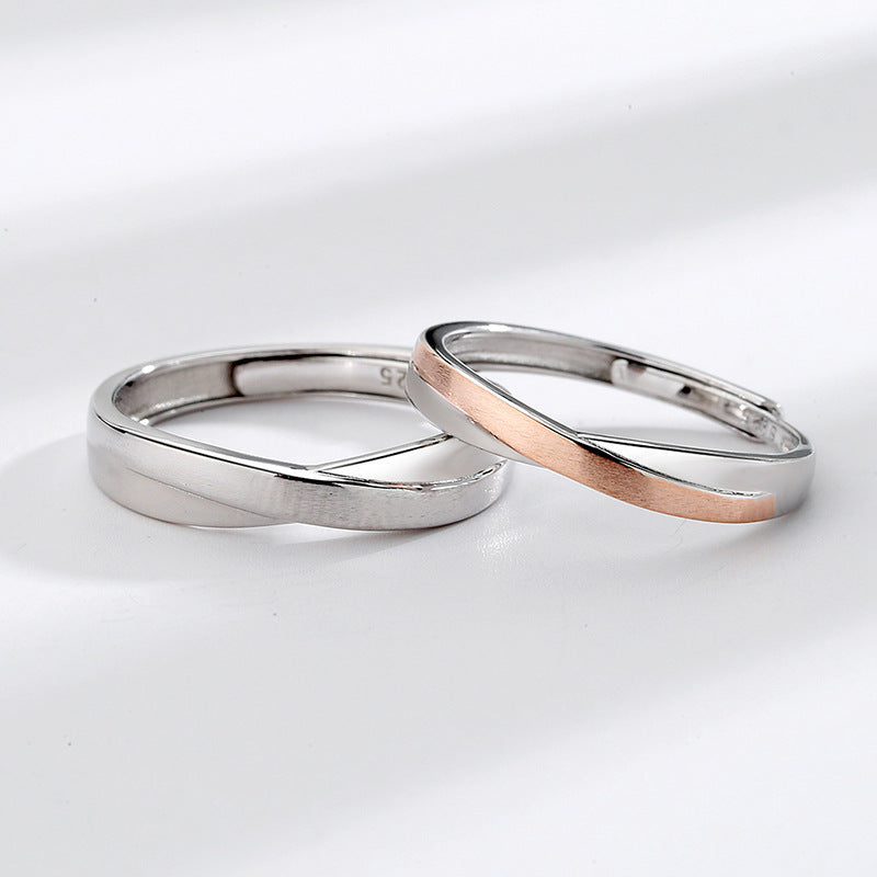 Engravable Mobius Couple Wedding Rings Set