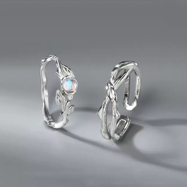 Matching Adjustable Size Romantic Rings for Couples