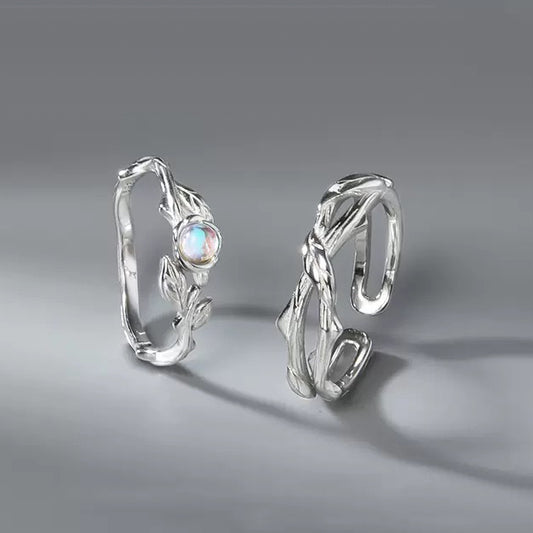 Matching Adjustable Size Romantic Rings for Couples