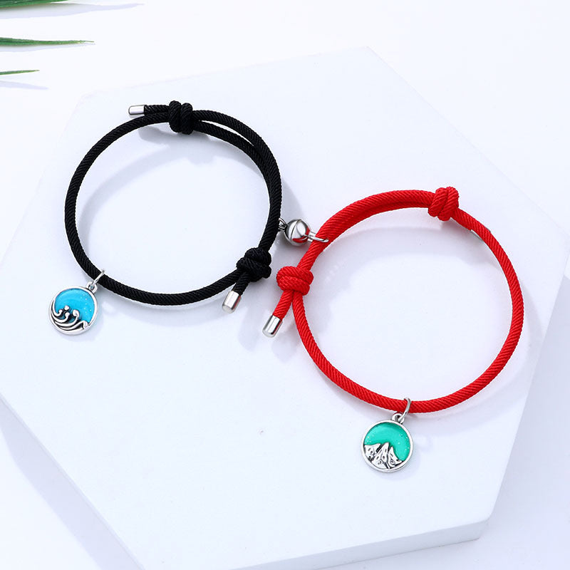 Ocean Mountain Magnetic Bracelets for Couples