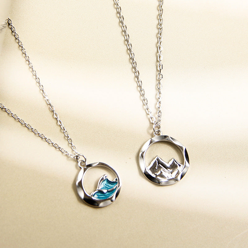Ocean Mountain Necklaces Set for Couples