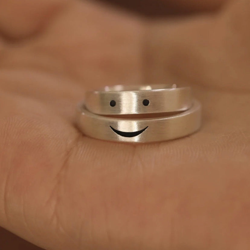 Engraved Cute Matching Wedding Bands for Couple