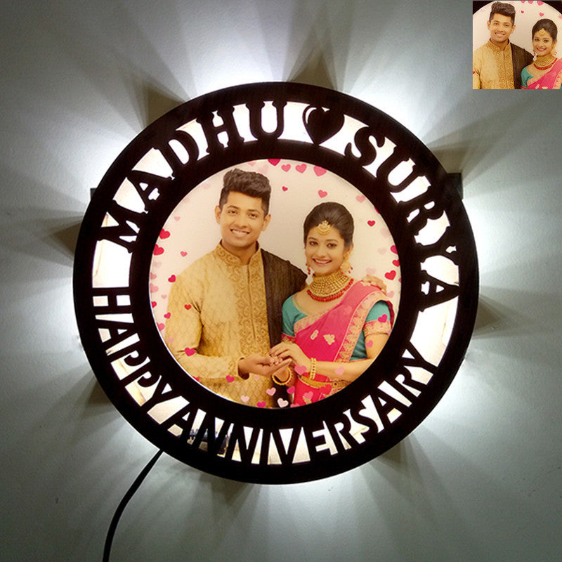 Personalized Couple Name Wooden Lamp Gift