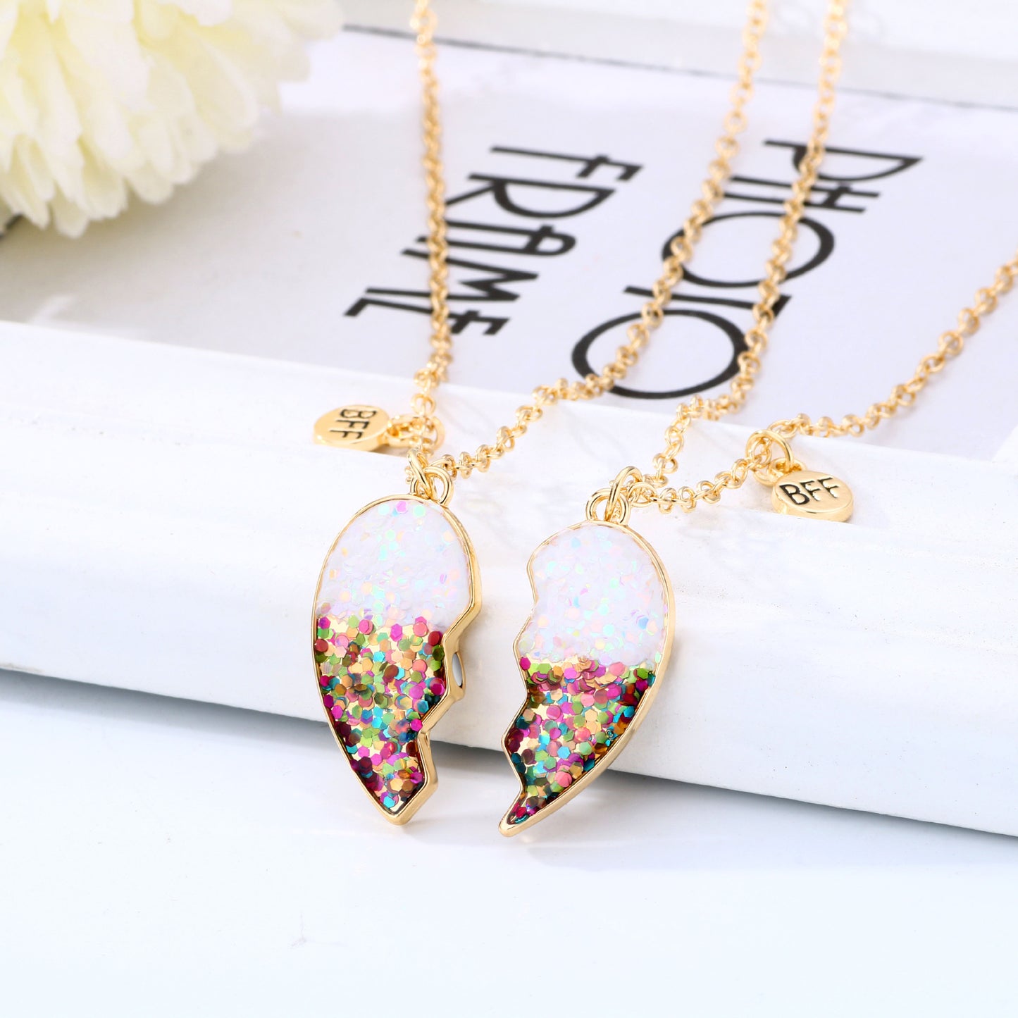 Magnetic Half Hearts Bff Necklaces Set