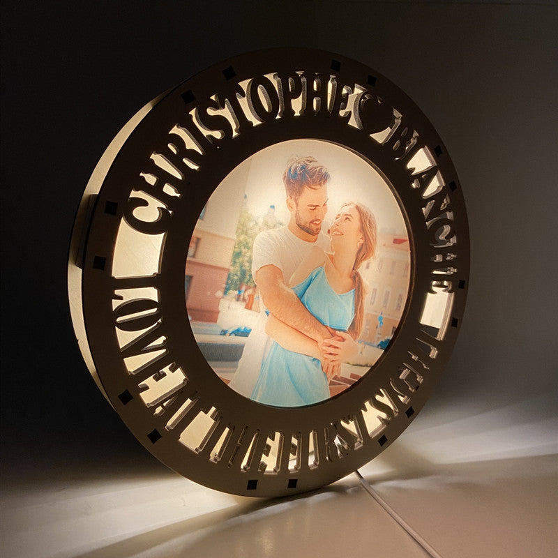 Personalized Couple Name Wooden Lamp Gift