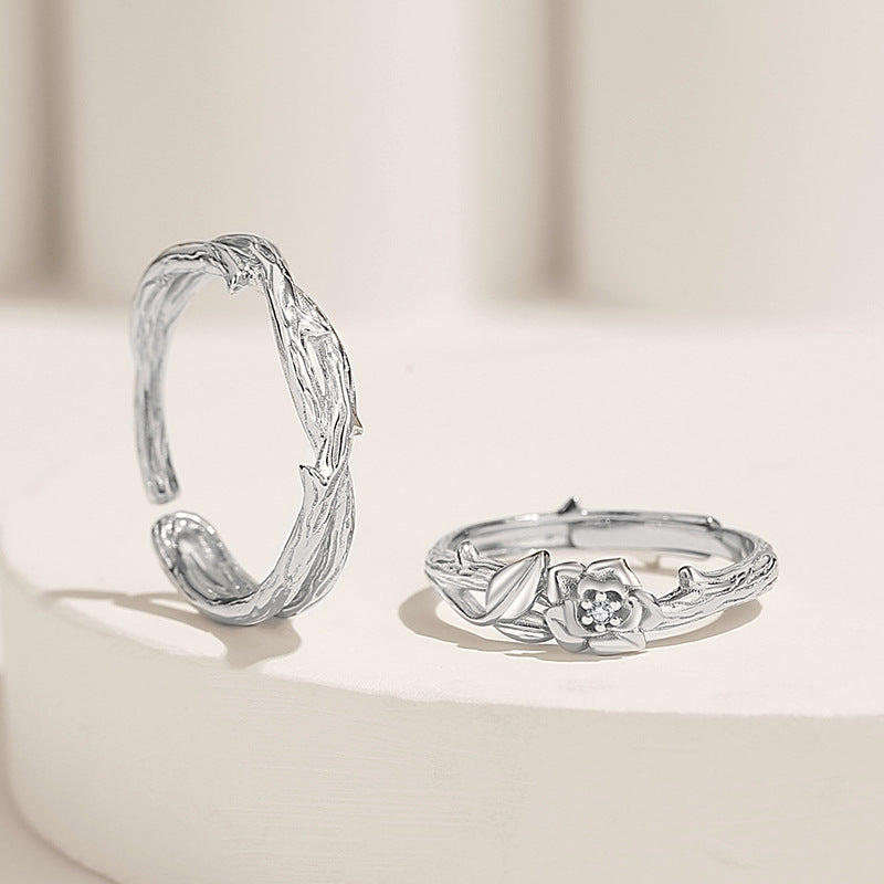 Cute Matching Couple Rings Set Anniversary Gift