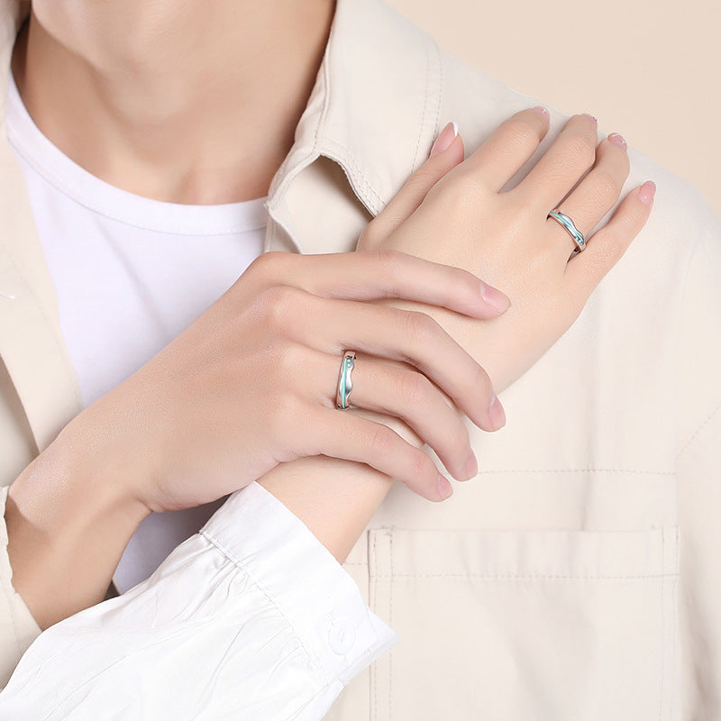 Matching Adjustable Size Couple Rings Set