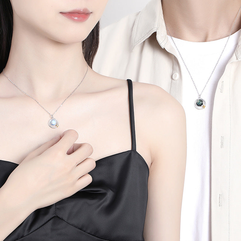 Matching Moonstone Necklaces Set for Couples