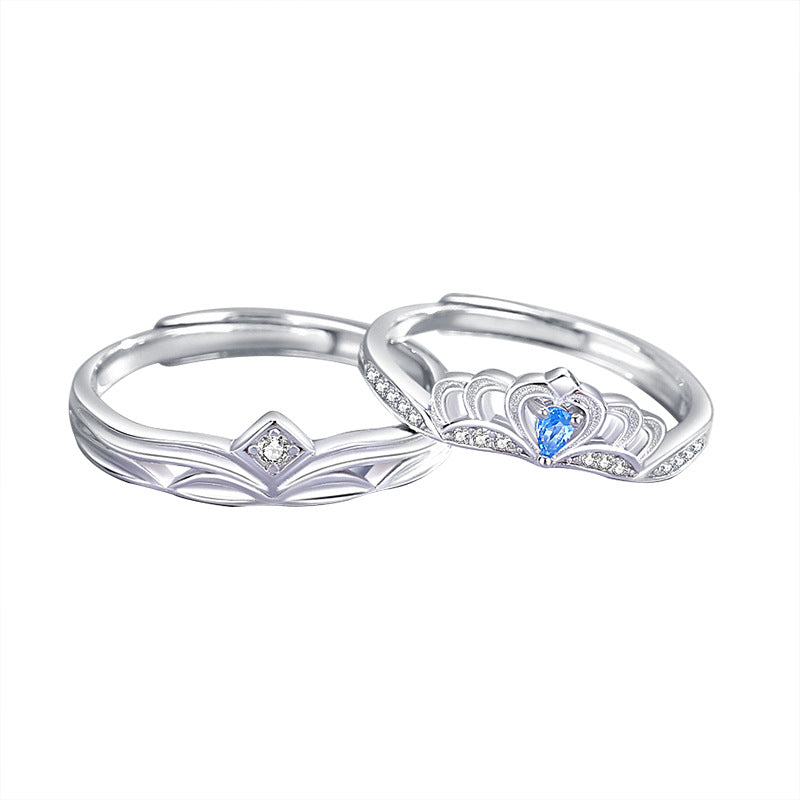 Matching King Queen Crown Wedding Rings Set