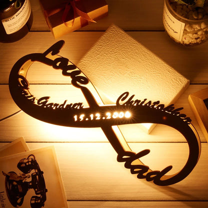 Personalized Couple Names Wooden Lamp Gift