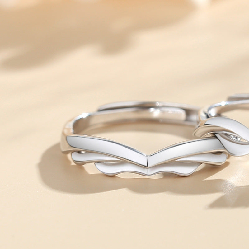Personalized Angel Wings Couple Promise Rings Set