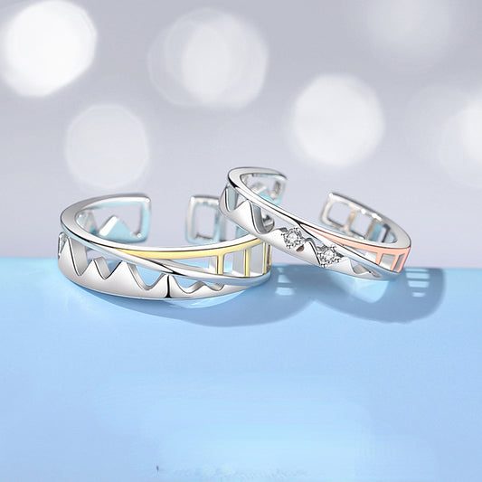 Railway Track Unique Couple Rings Set